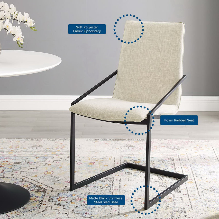 Delphine Upholstered Fabric Dining Armchair in Black Beige