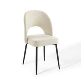 Plaid Upholstered Fabric Dining Side Chair in Black Beige