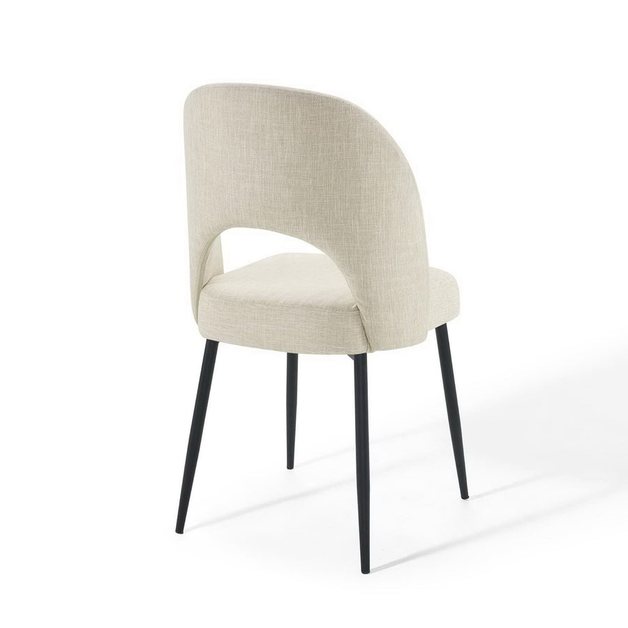 Plaid Upholstered Fabric Dining Side Chair in Black Beige