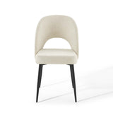 Plaid Upholstered Fabric Dining Side Chair in Black Beige