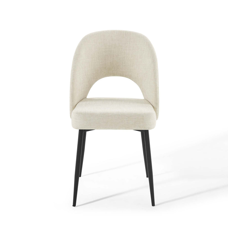 Plaid Upholstered Fabric Dining Side Chair in Black Beige