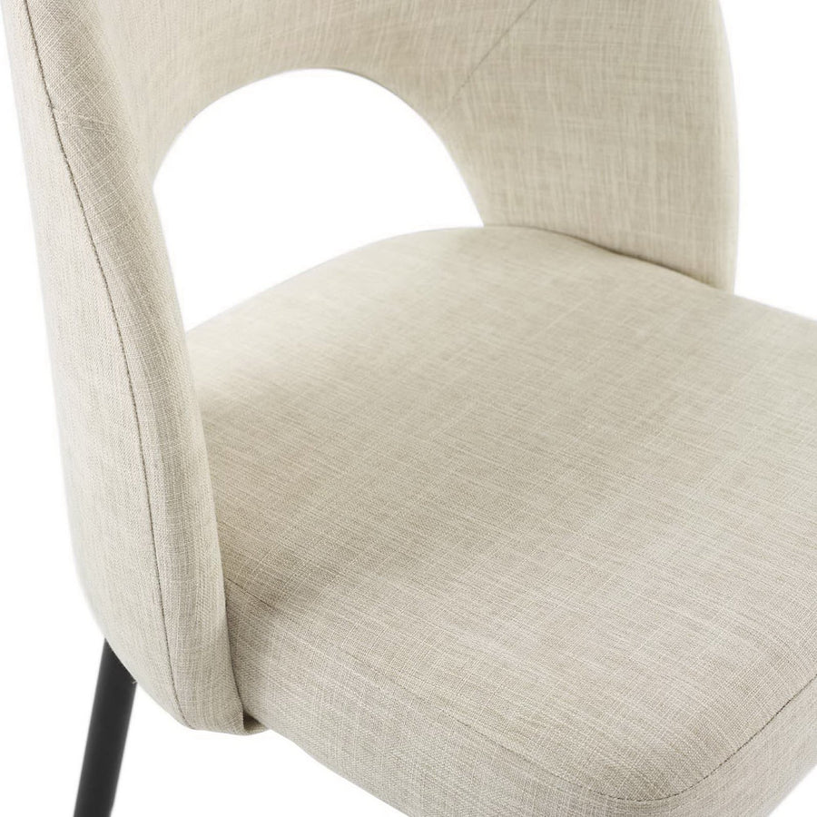 Plaid Upholstered Fabric Dining Side Chair in Black Beige