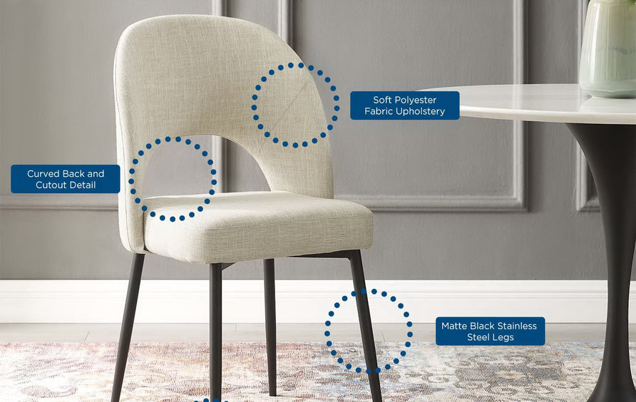 Plaid Upholstered Fabric Dining Side Chair in Black Beige