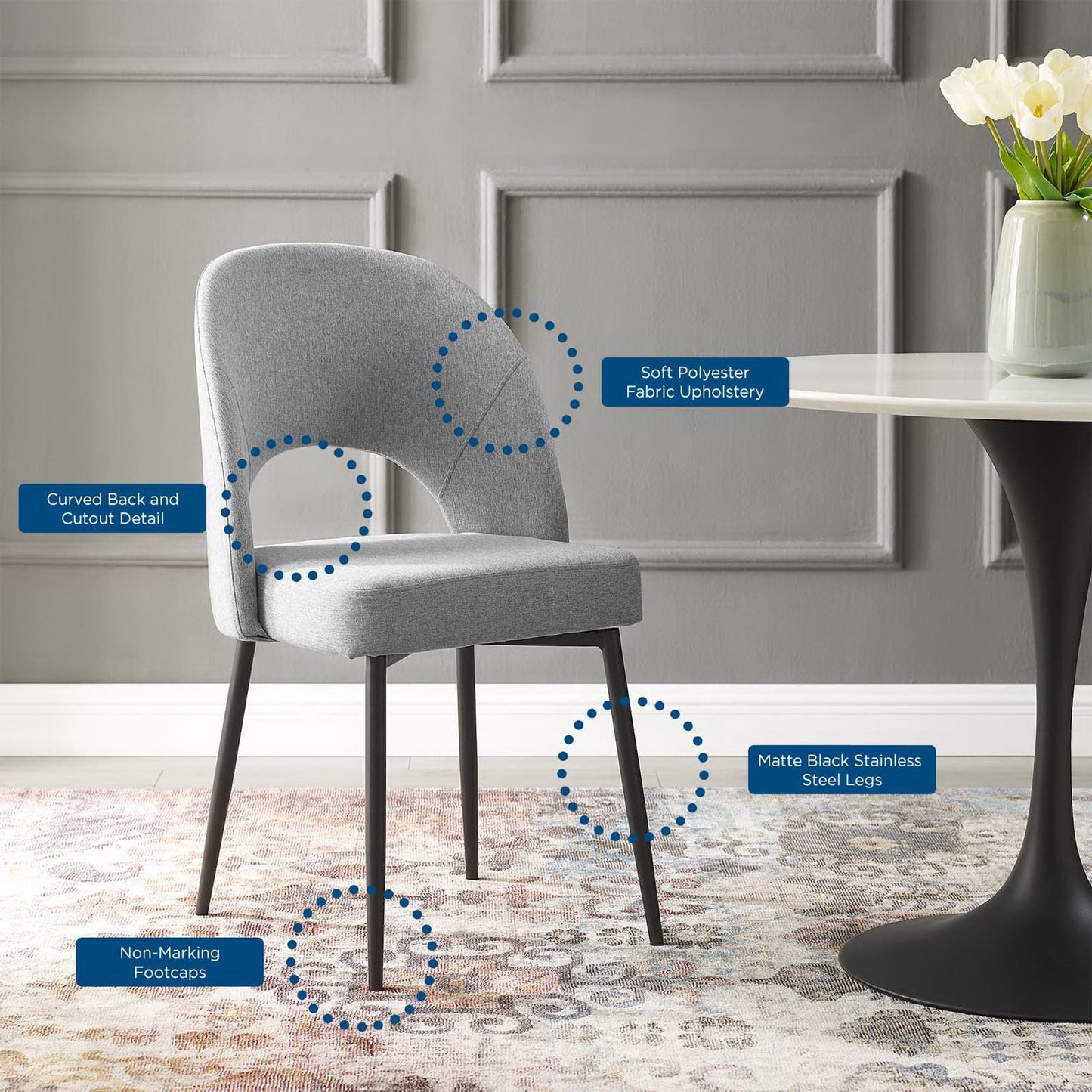 Rouse Upholstered Fabric Dining Side Chair by Furniture for America