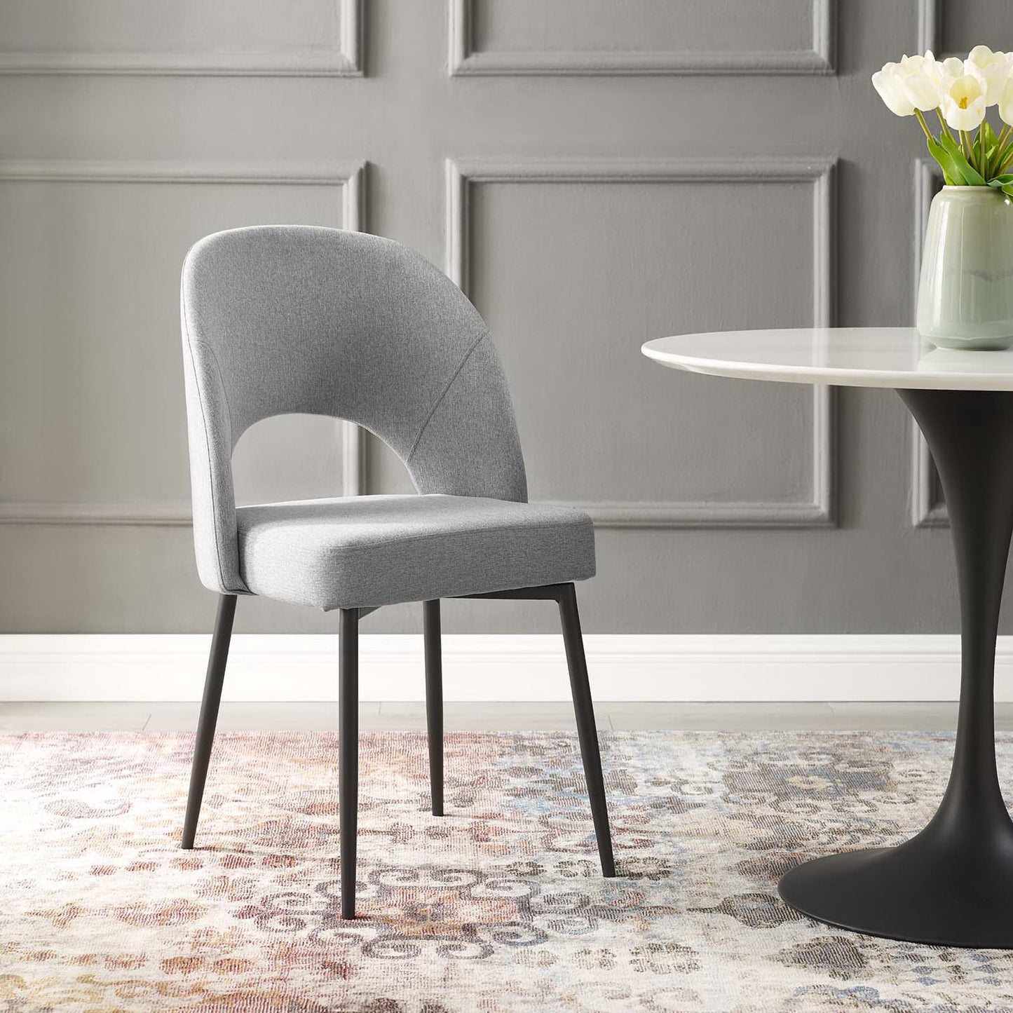 Rouse Upholstered Fabric Dining Side Chair by Furniture for America