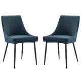 Foyer Upholstered Fabric Dining Chairs Set of 2 in Black Azure