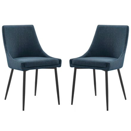 Viscount Upholstered Fabric Dining Chairs Set of 2 in Black Azure