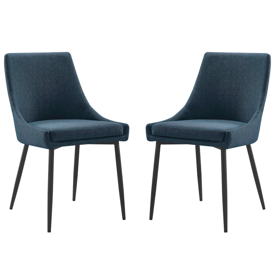 Foyer Upholstered Fabric Dining Chairs Set of 2 in Black Azure
