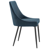 Foyer Upholstered Fabric Dining Chairs Set of 2 in Black Azure