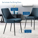 Foyer Upholstered Fabric Dining Chairs Set of 2 in Black Azure