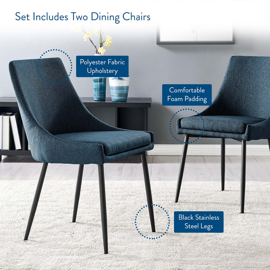 Foyer Upholstered Fabric Dining Chairs Set of 2 in Black Azure