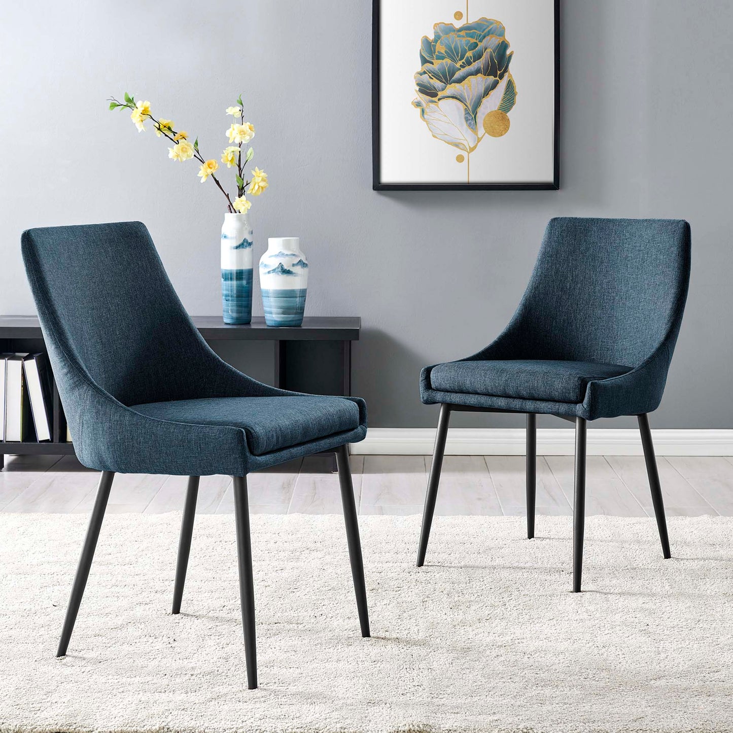 Viscount Upholstered Fabric Dining Chairs Set of 2 by Furniture For America