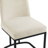 Dragana Sled Base Upholstered Fabric Dining Side Chair in Black Beige