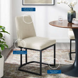 Dragana Sled Base Upholstered Fabric Dining Side Chair in Black Beige