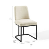 Dragana Sled Base Upholstered Fabric Dining Side Chair in Black Beige
