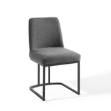 Dragana Sled Base Upholstered Fabric Dining Side Chair in Black Charcoal