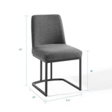 Dragana Sled Base Upholstered Fabric Dining Side Chair in Black Charcoal