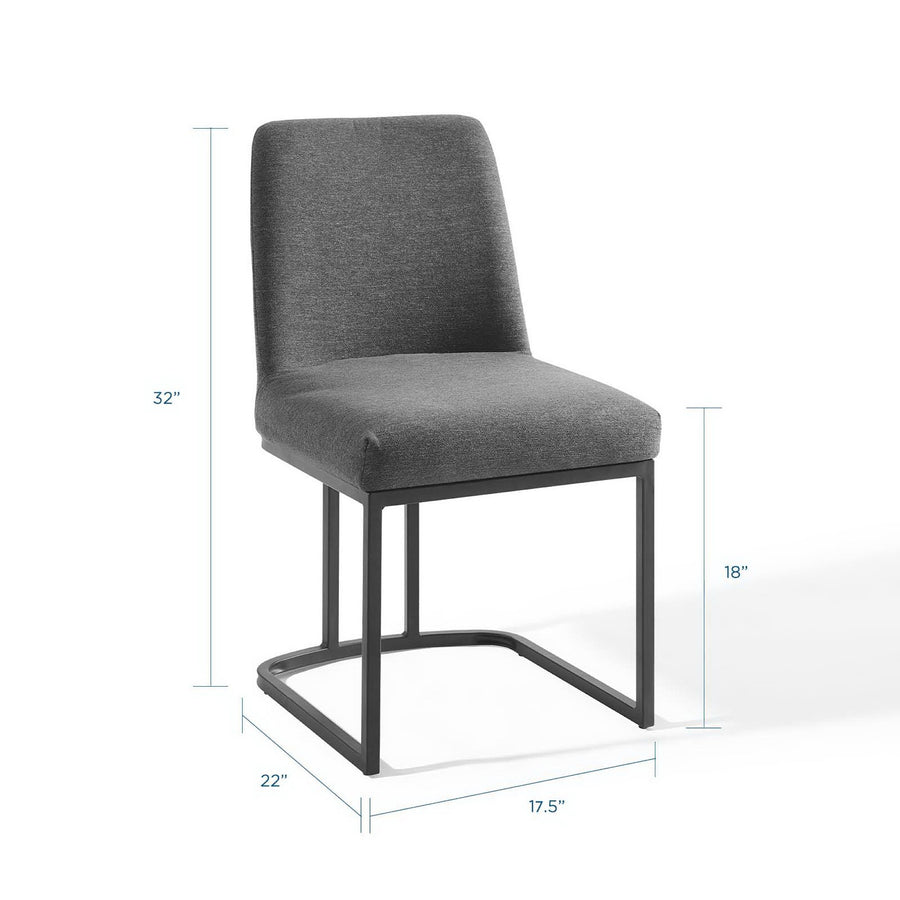 Dragana Sled Base Upholstered Fabric Dining Side Chair in Black Charcoal