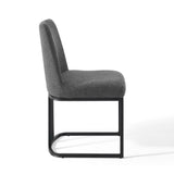 Dragana Sled Base Upholstered Fabric Dining Side Chair in Black Charcoal
