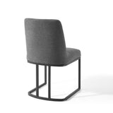 Dragana Sled Base Upholstered Fabric Dining Side Chair in Black Charcoal