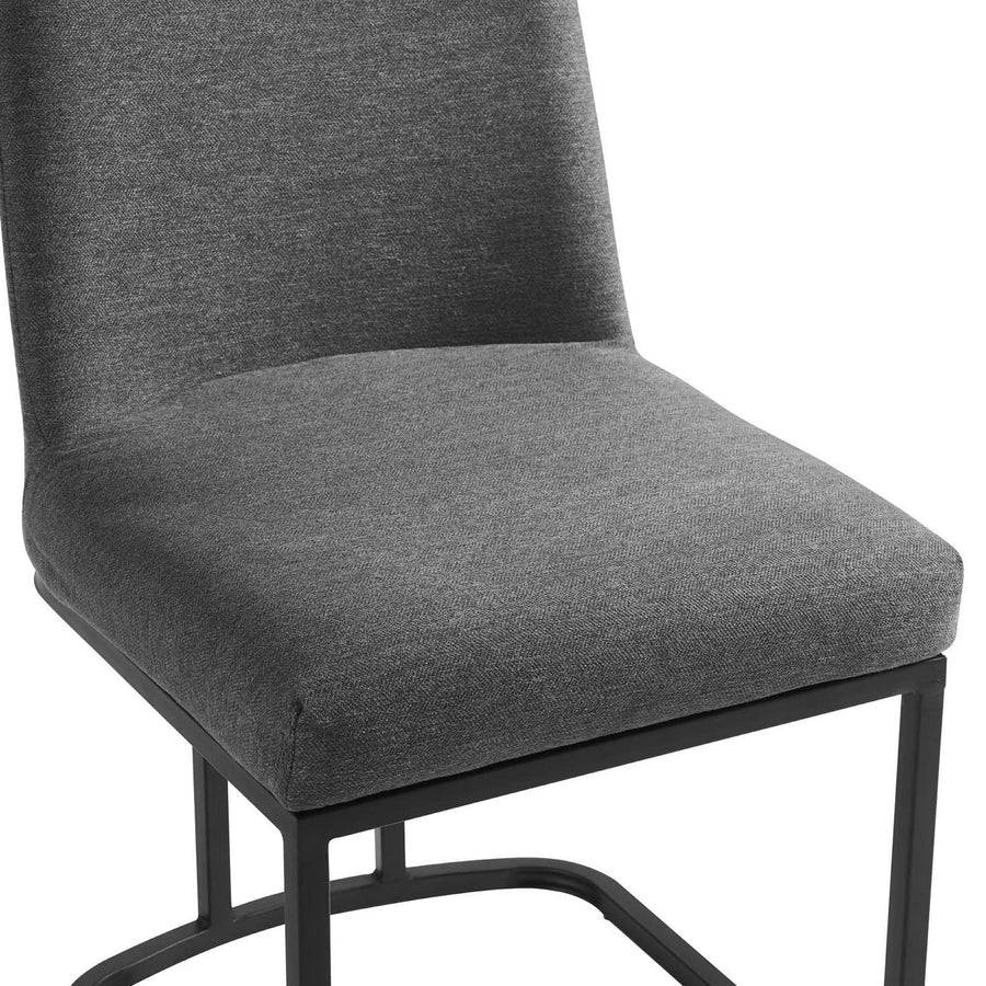 Dragana Sled Base Upholstered Fabric Dining Side Chair in Black Charcoal