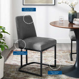 Dragana Sled Base Upholstered Fabric Dining Side Chair in Black Charcoal