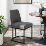 Dragana Sled Base Upholstered Fabric Dining Side Chair in Black Charcoal