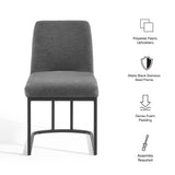 Dragana Sled Base Upholstered Fabric Dining Side Chair in Black Charcoal