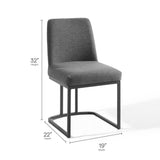 Dragana Sled Base Upholstered Fabric Dining Side Chair in Black Charcoal