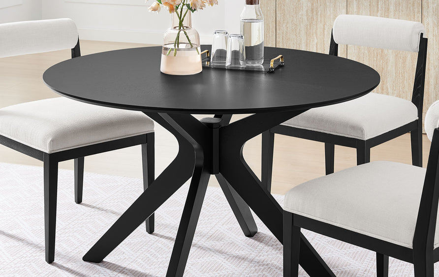 Vela 47" Round Wood Dining Table in Black