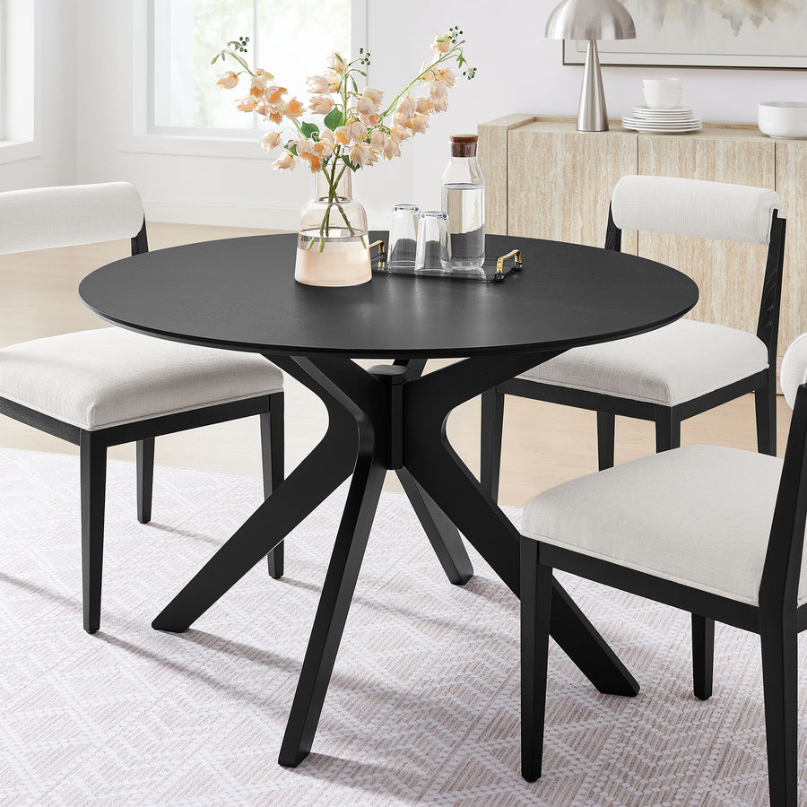 Vela 47" Round Wood Dining Table in Black