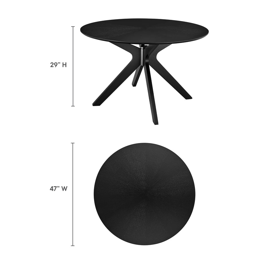 Vela 47" Round Wood Dining Table in Black