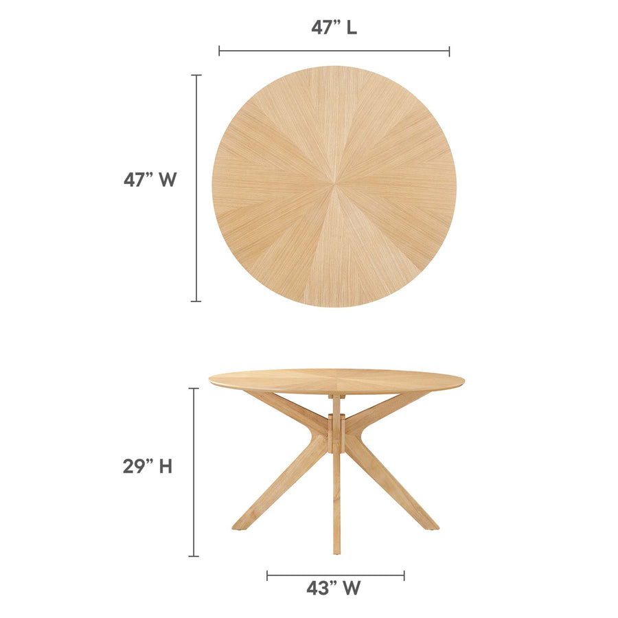 Vela 47" Round Wood Dining Table in Oak