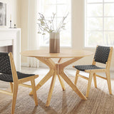 Vela 47" Round Wood Dining Table in Oak