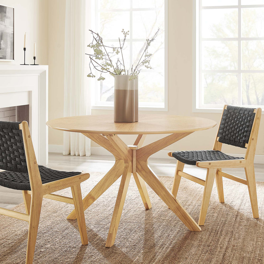 Vela 47" Round Wood Dining Table in Oak