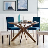 Vela 47" Round Wood Dining Table in Walnut