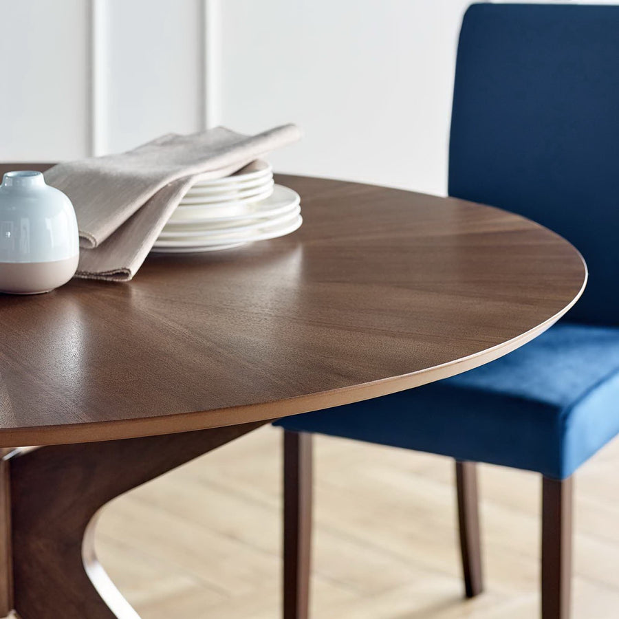 Vela 47" Round Wood Dining Table in Walnut