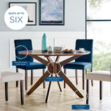 Vela 47" Round Wood Dining Table in Walnut