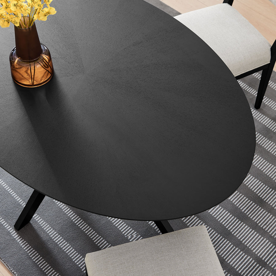 Vela 63" Oval Wood Dining Table in Black
