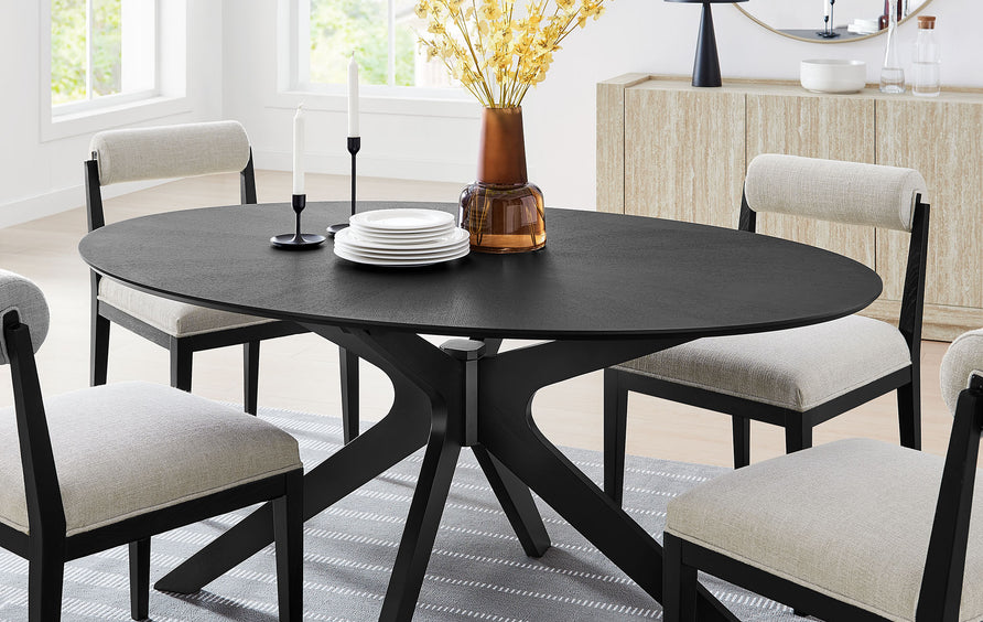 Vela 63" Oval Wood Dining Table in Black