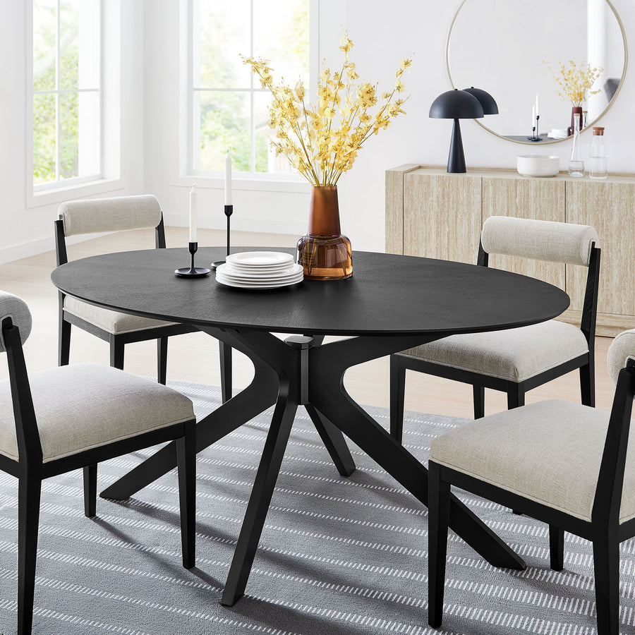 Vela 63" Oval Wood Dining Table in Black