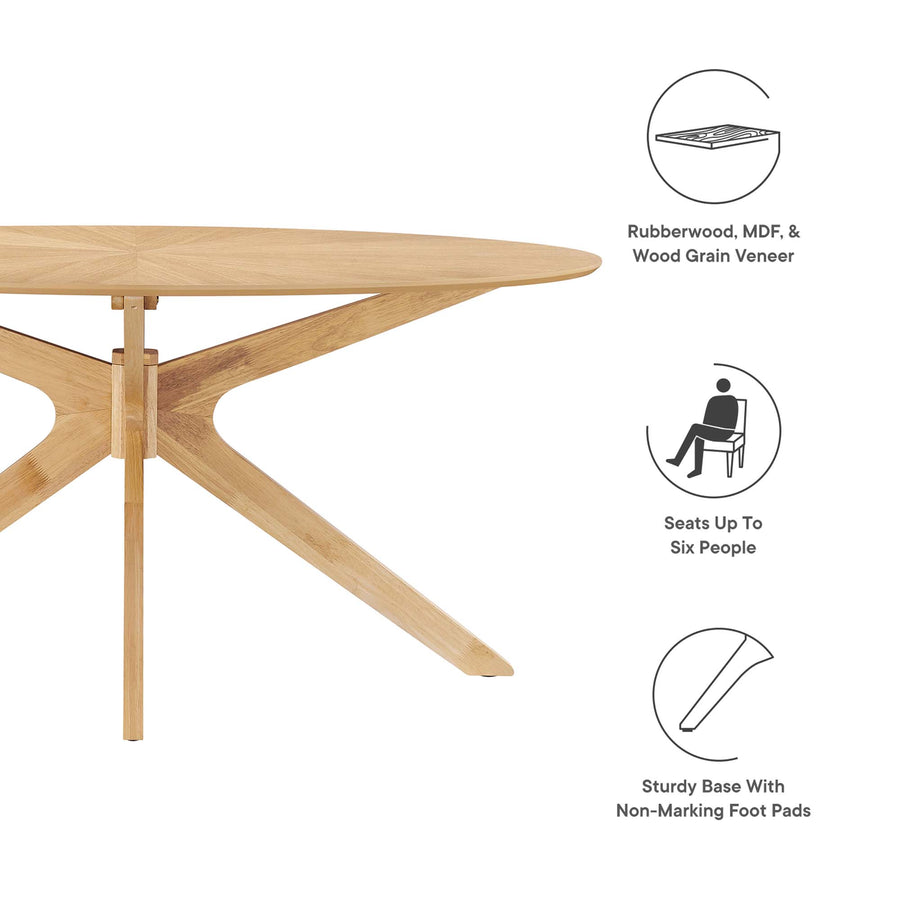 Vela 63" Oval Wood Dining Table in Oak