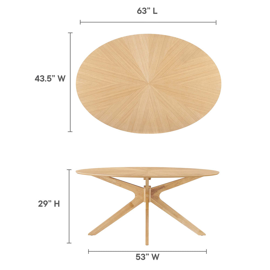 Vela 63" Oval Wood Dining Table in Oak