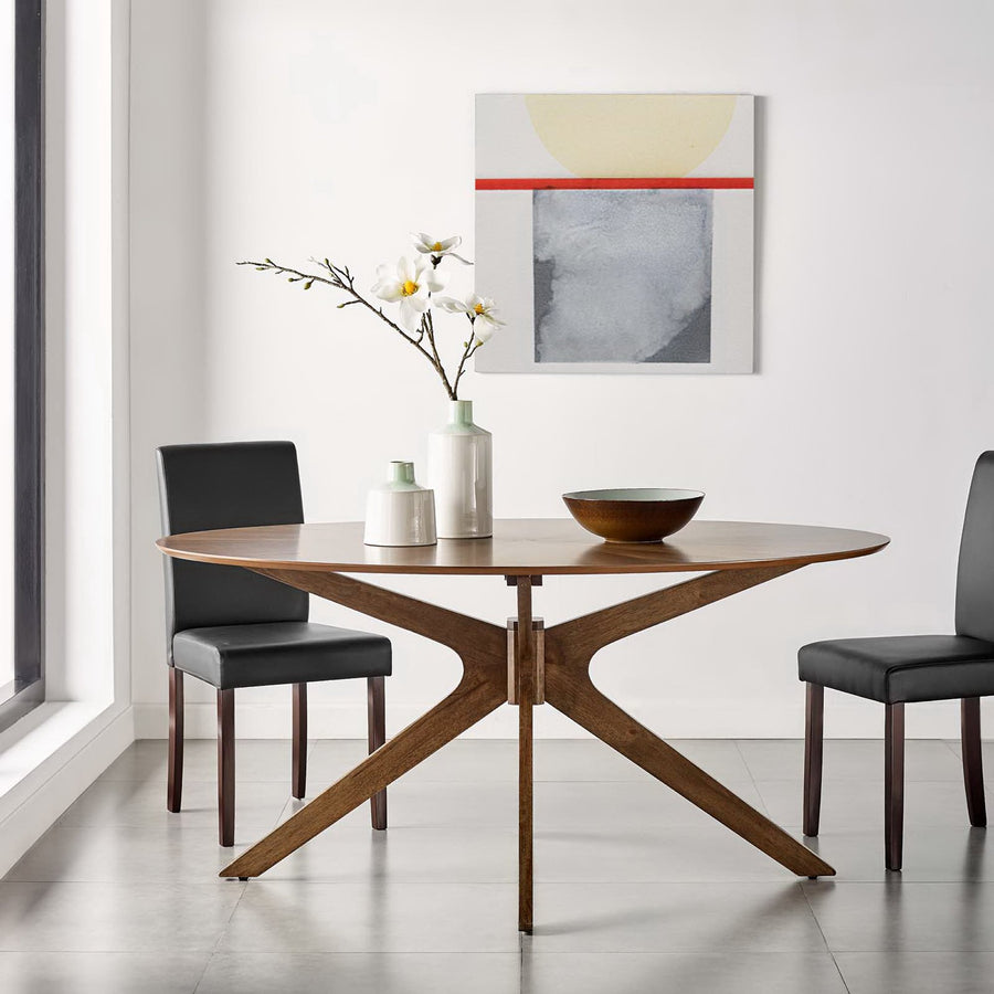 Vela 63" Oval Wood Dining Table in Walnut