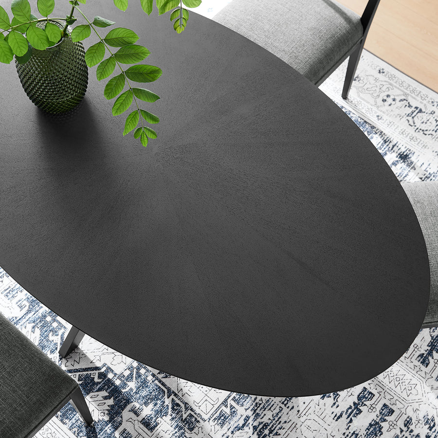 Vela 71" Oval Wood Dining Table in Black