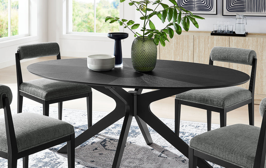 Vela 71" Oval Wood Dining Table in Black