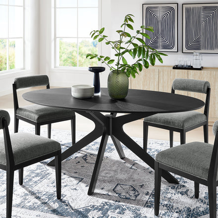 Crossroads 71" Oval Wood Dining Table in Black