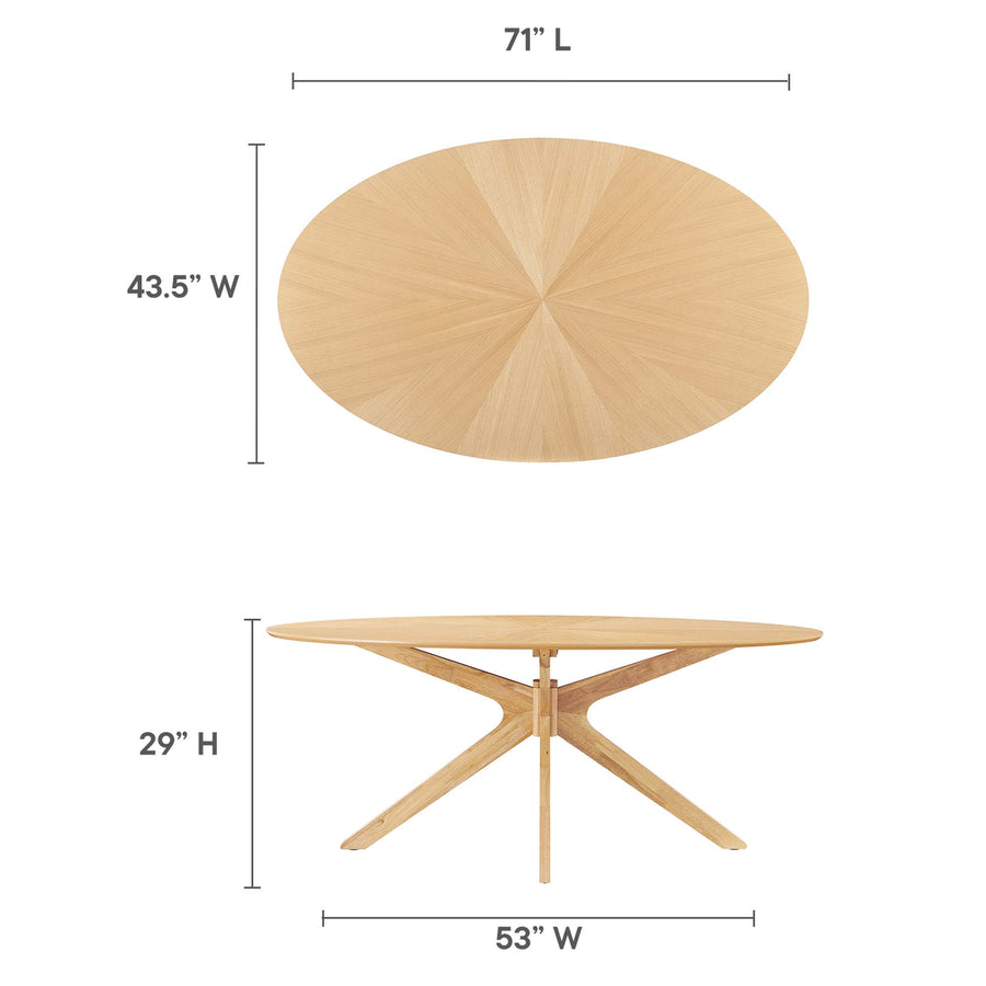 Vela 71" Oval Wood Dining Table in Oak