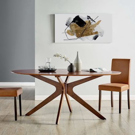 Crossroads 71" Oval Wood Dining Table in Walnut
