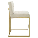 Indigo Gold Stainless Steel Upholstered Fabric Counter Stool in Gold Beige